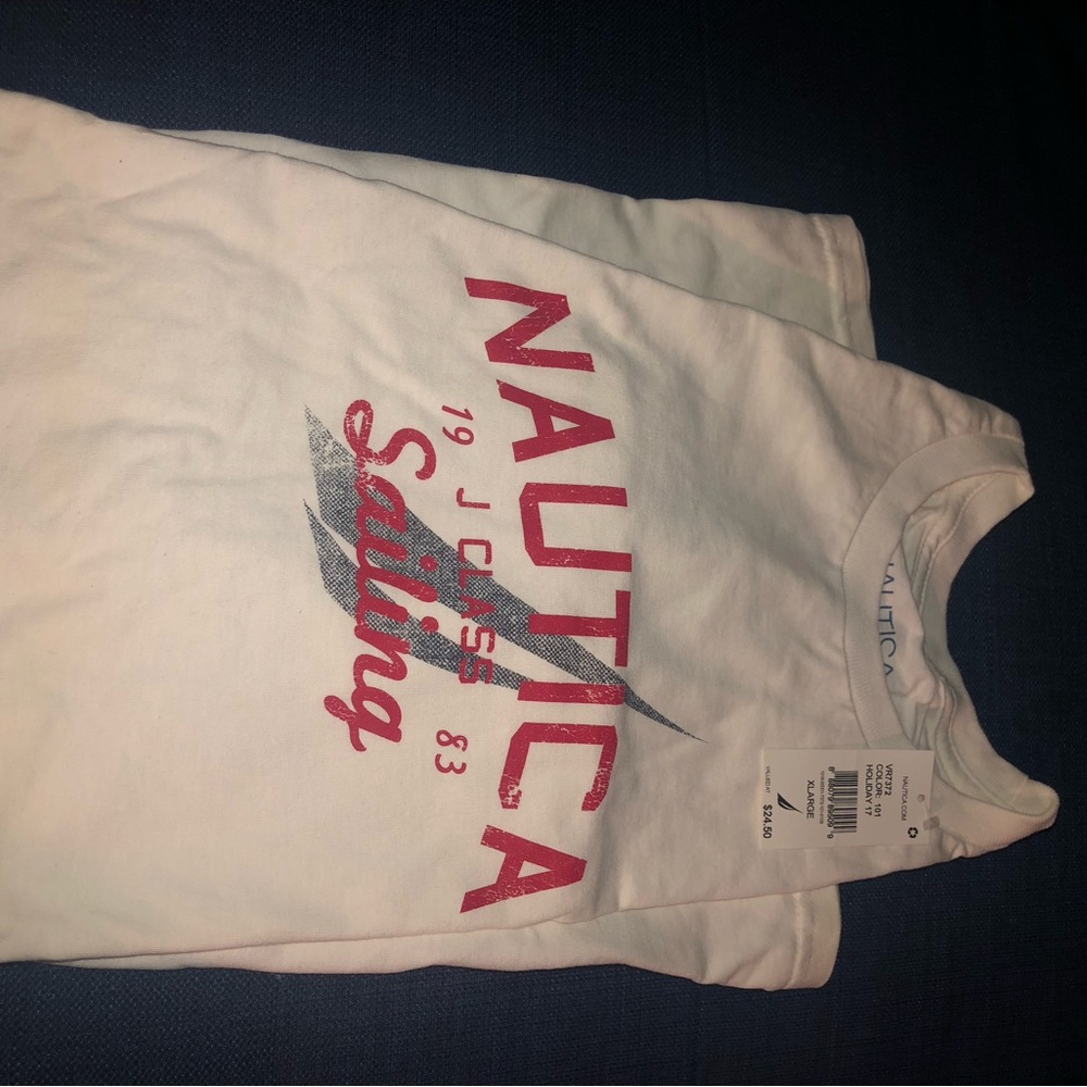 Nautica Red and Silver Sailing Tee